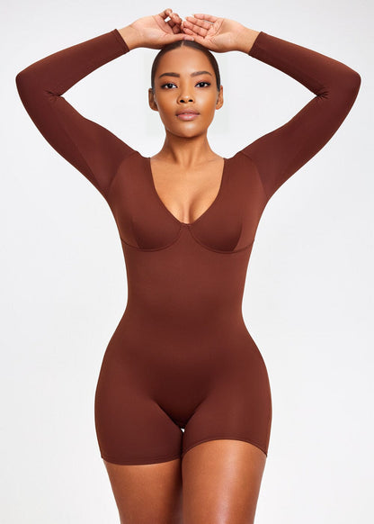 Marcinha ™ - Body Manches Longues Décolleté Plongeant